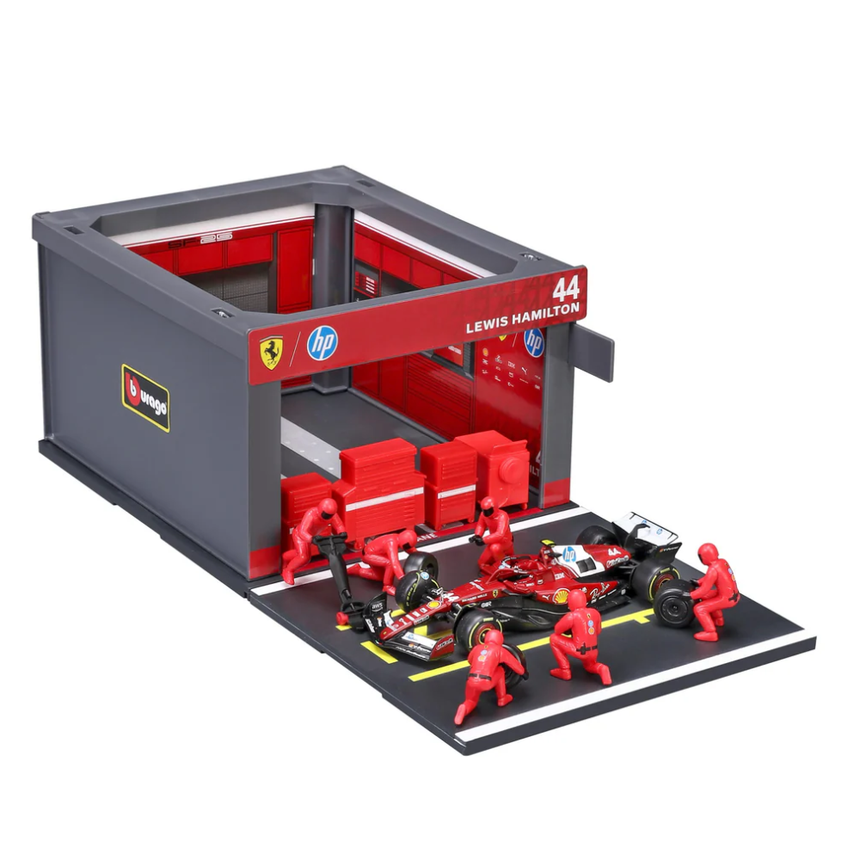 Bburago F1 Ferrari F1 Team SF-25 Pit Pass Diorama Lewis Hamilton 1/43 Scale Model