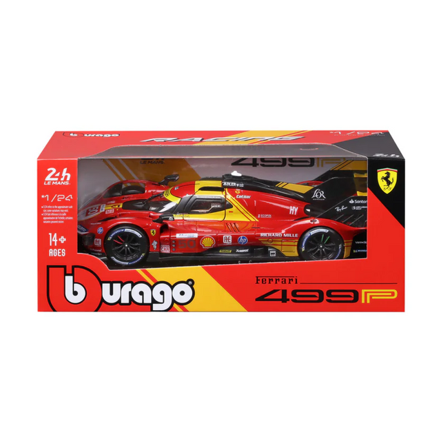 Bburago Ferrari Racing 499P Le Mans Hypercar 2024 AF Corse No.50 1/24 Scale Model