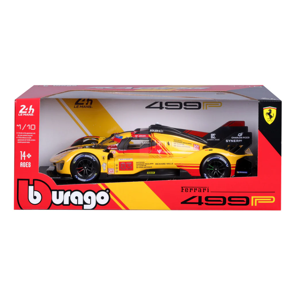 Bburago Ferrari Racing 499P Le Mans Hypercar 2024 AF Corse No.83 1/18 Scale Model