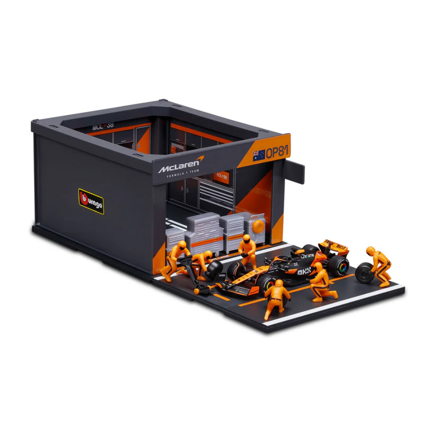Bburago F1 Mclaren F1 Team MCL38 2024 Pit Pass Diorama Oscar Piastri 1/43 Scale