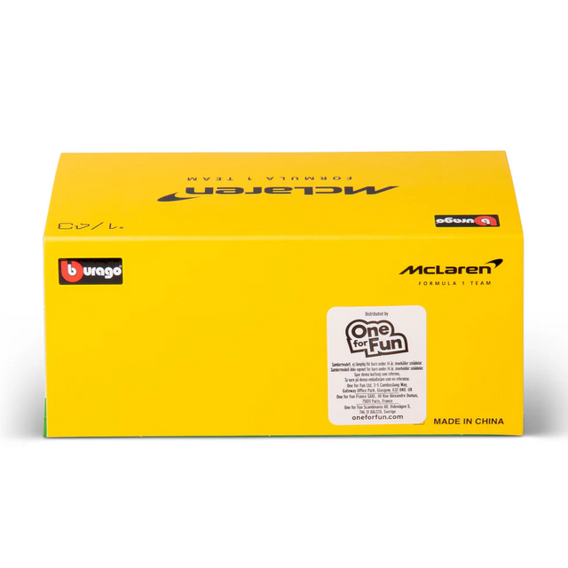 Bburago F1 McLaren F1 MCL38 2024 With Helmet - Oscar Piastri Special Ayrton Senna Livery 1/43 Scale Model