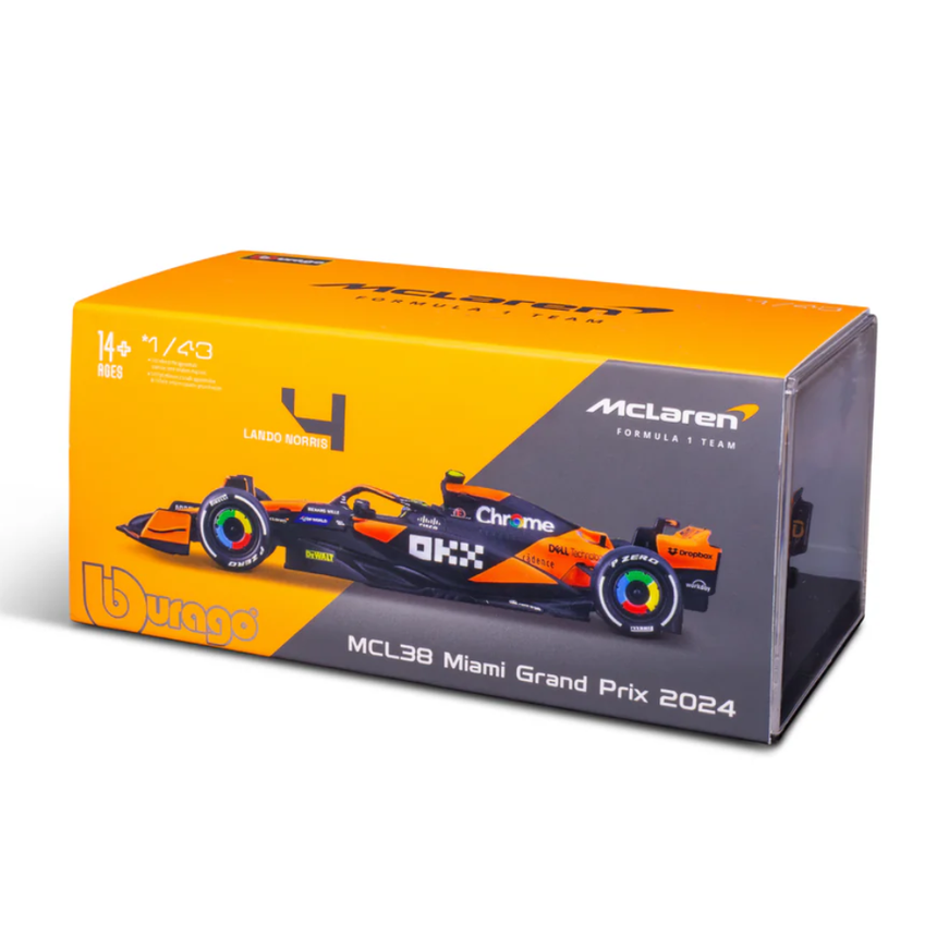 Bburago F1 McLaren F1 MCL38- Lando Norris With Helmet 1/43 Scale Model