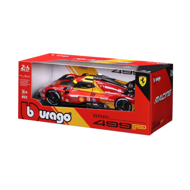 Bburago Ferrari Racing 499P Le Mans Hypercar 2024 AF Corse No.50 1/24 Scale Model