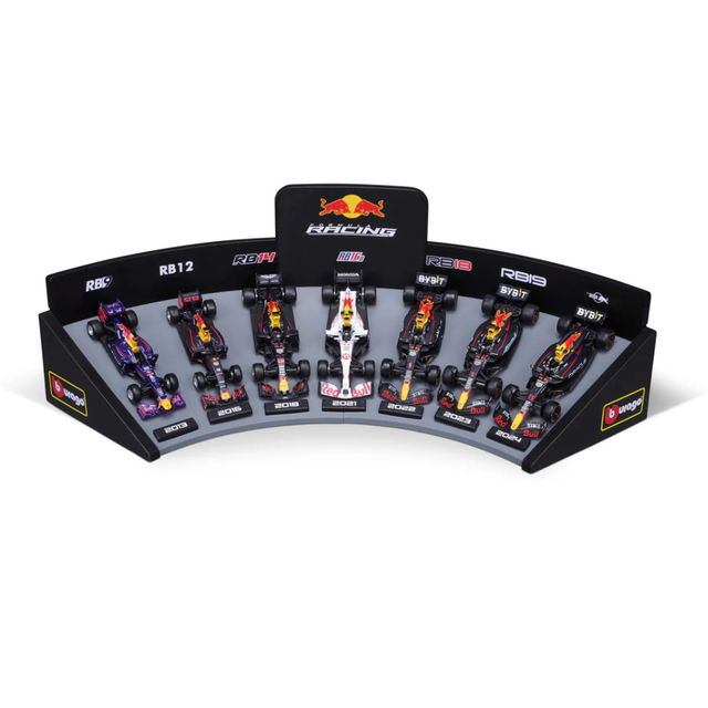 Bburago F1 Red Bull Racing Deluxe Gift Set with Display Stand (7-Car Set) 1/43 Scale Model