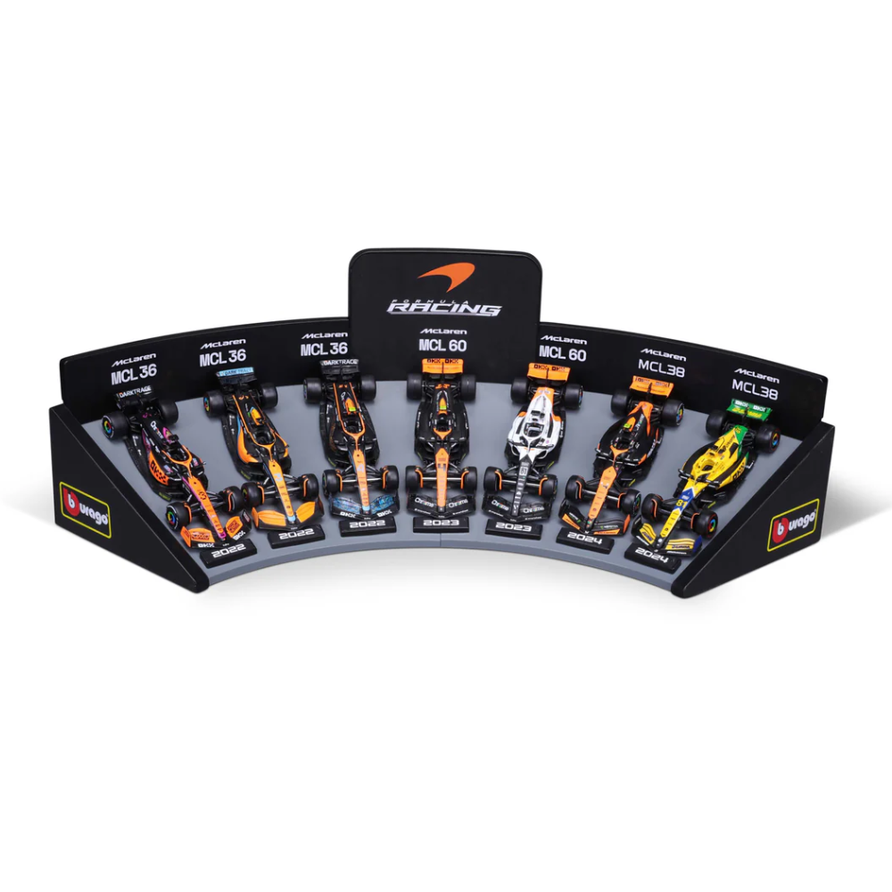 Bburago F1 Mclaren F1 Team Deluxe Gift Set With Display Stand (7-Car Set) 1/43 Scale Model