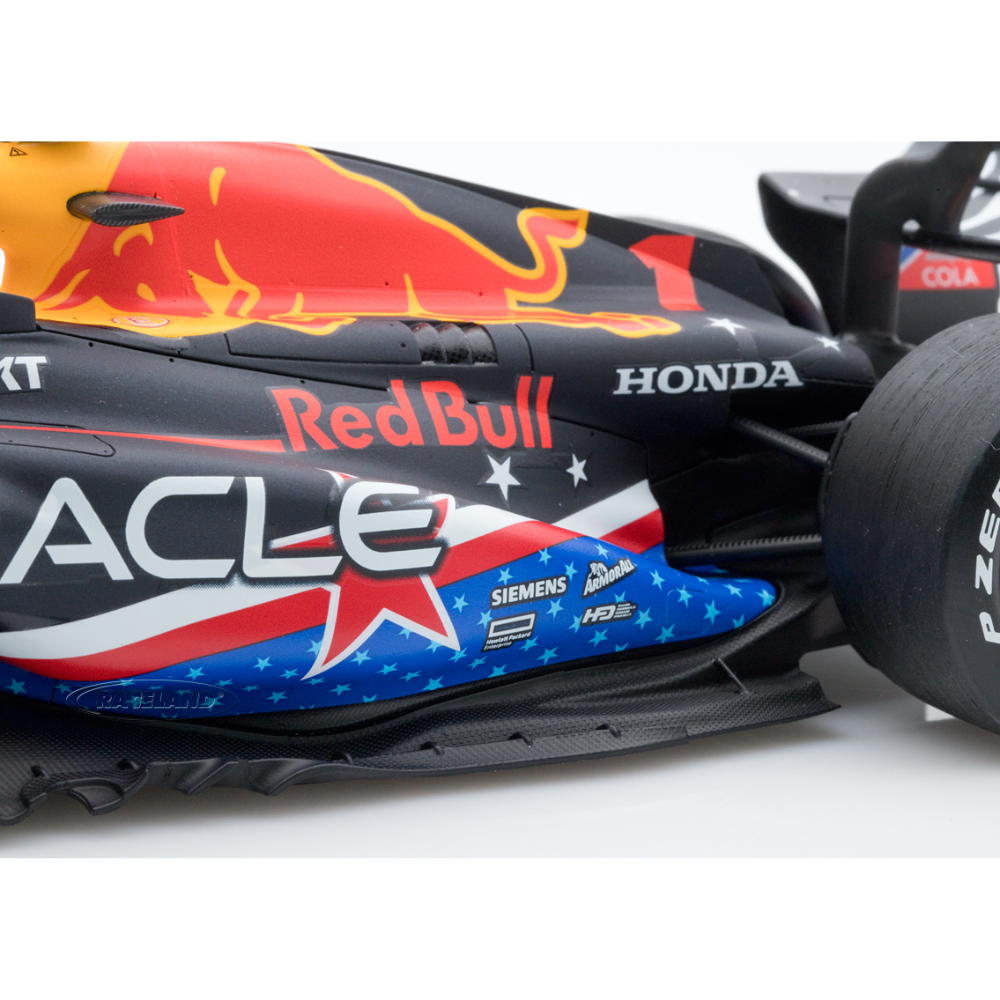 Spark Models F1 Oracle Red Bull Racing RB19 No.1 Oracle Red Bull Racing Winner USA GP 2023 - Max Verstappen 1/18 Scale