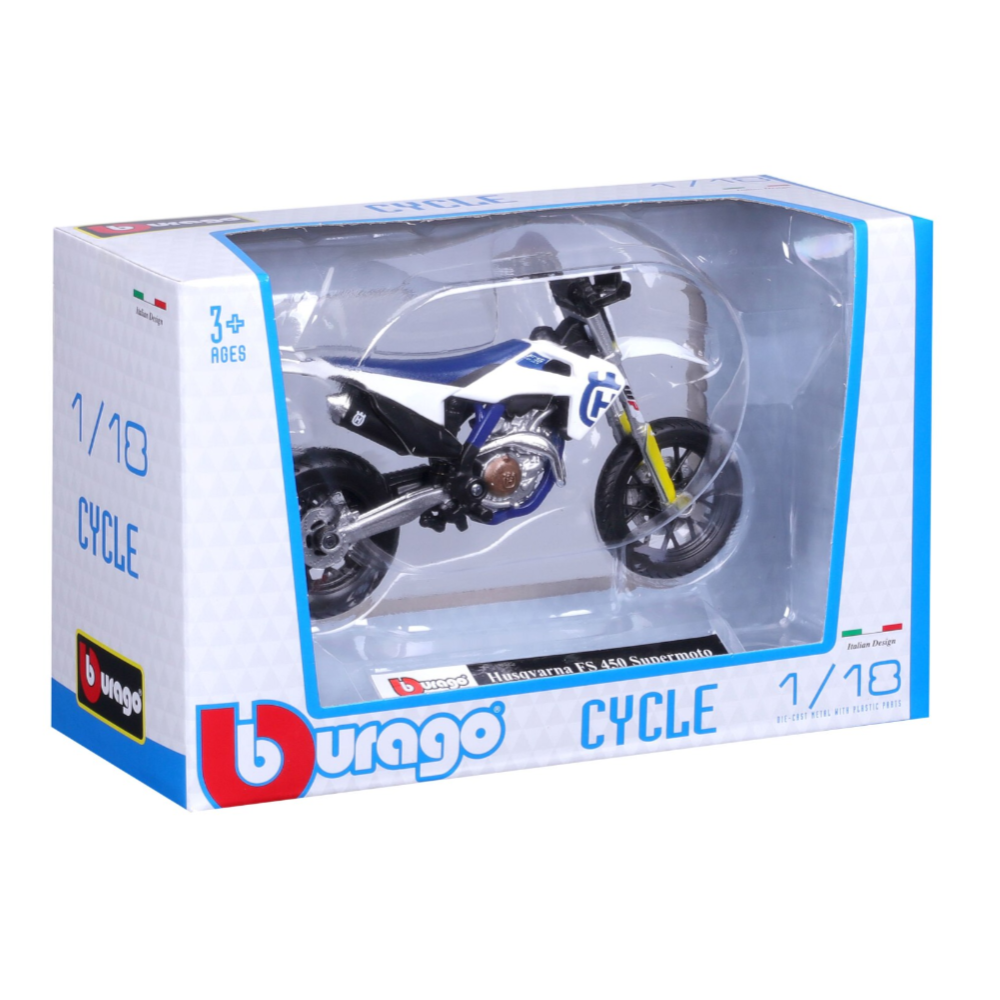 Bburago Husqvarna FS 450 Supermoto Toy Bike 1/18 Scale Model