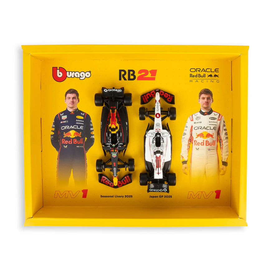 Bburago F1 Red Bull Racing RB21 2025 Max Verstappen Driver Two Pack 1/43 Scale Model