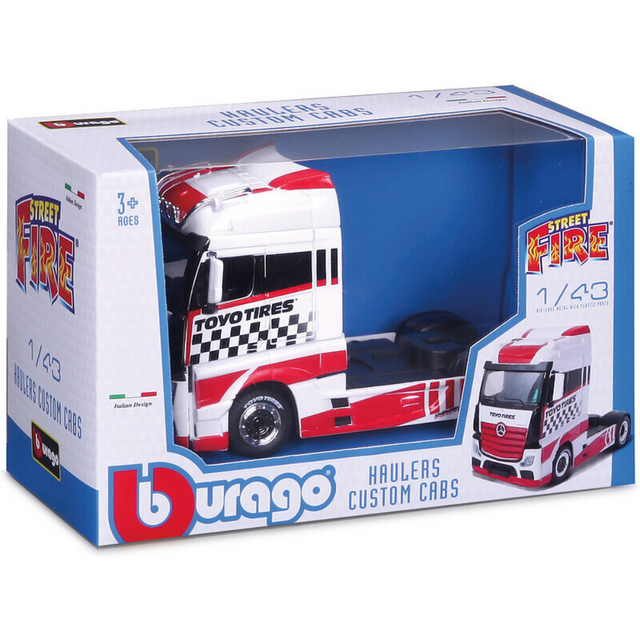 Bburago Street Fire Haulers Custom Cabs MB Actros Gigaspace Red 1/43 Scale Model