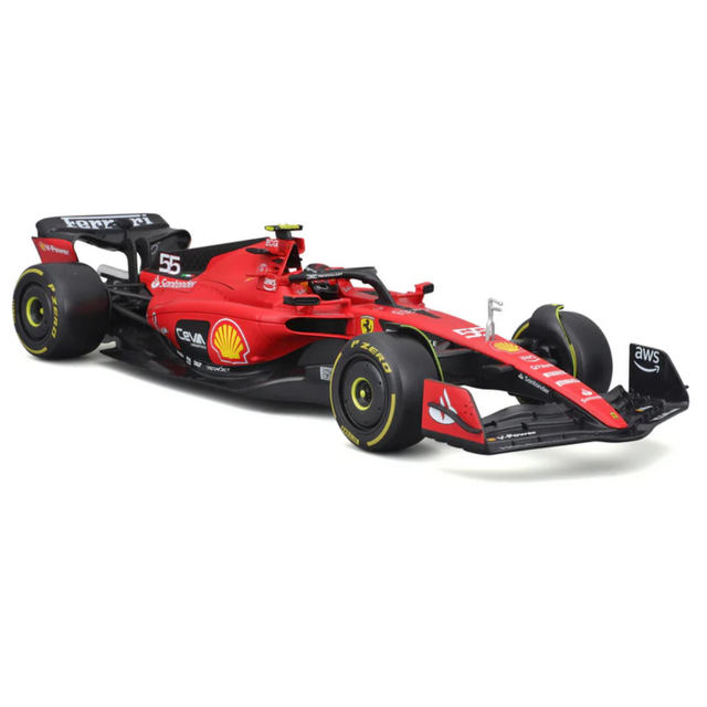 Bburago F1 2023 Ferrari F1 Team SF-23 No.55 - Carlos Sainz With Helmet 1/18 Scale Model