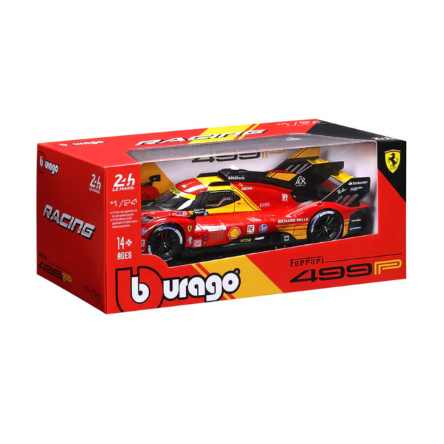 Bburago Ferrari Racing 499P Le Mans Hypercar 2024 AF Corse No.50 1/24 Scale Model