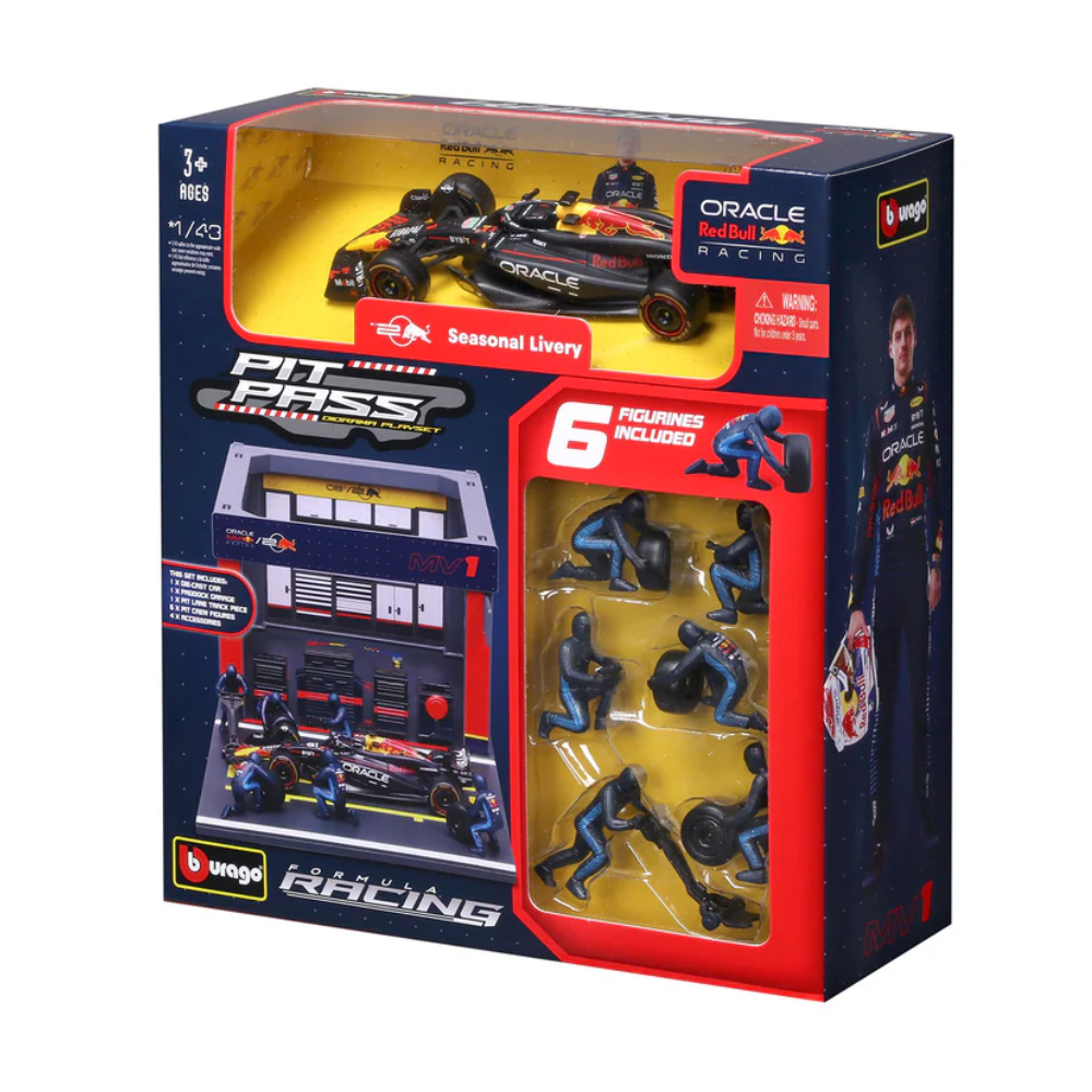 Bburago F1 Red Bull Racing RB20 2024 Pit Pass Diorama Max Verstappen 1/43 Scale