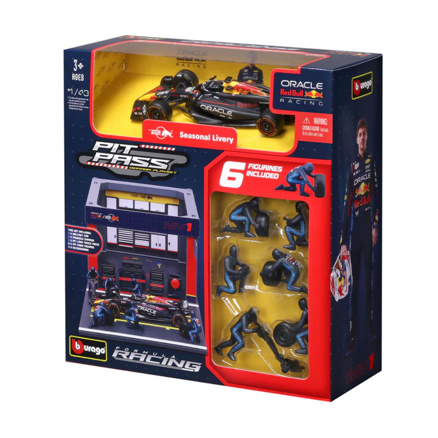 Bburago F1 Red Bull Racing RB20 2024 Pit Pass Diorama Max Verstappen 1/43 Scale