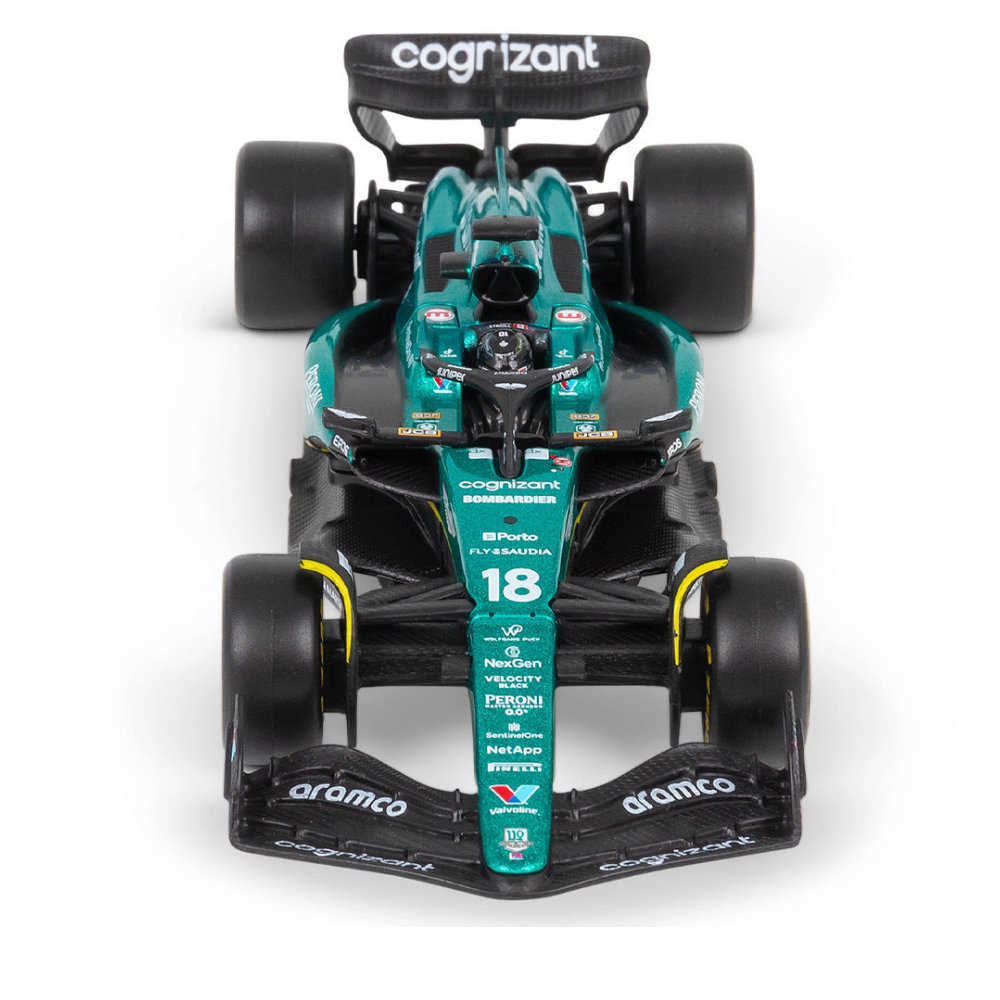 Bburago F1 Aston Martin F1 2023 AMR23 No.18 - Lance Stroll With Helmet 1/43 Scale Model