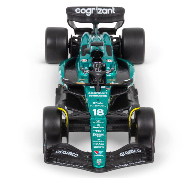 Bburago F1 Aston Martin F1 2023 AMR23 No.18 - Lance Stroll With Helmet 1/43 Scale Model