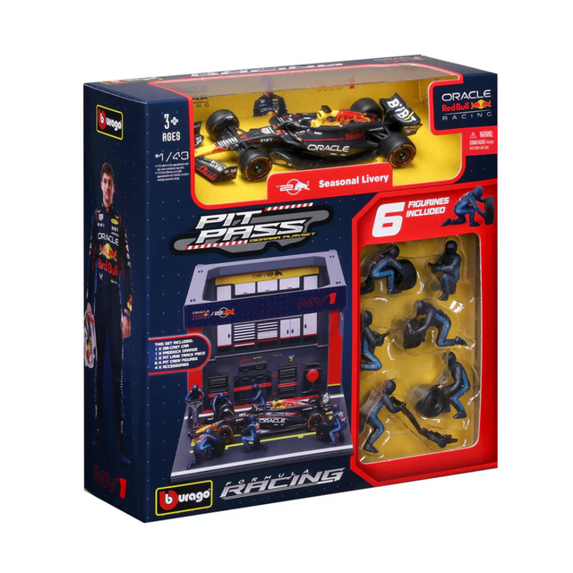 Bburago F1 Red Bull Racing RB20 2024 Pit Pass Diorama Max Verstappen 1/43 Scale
