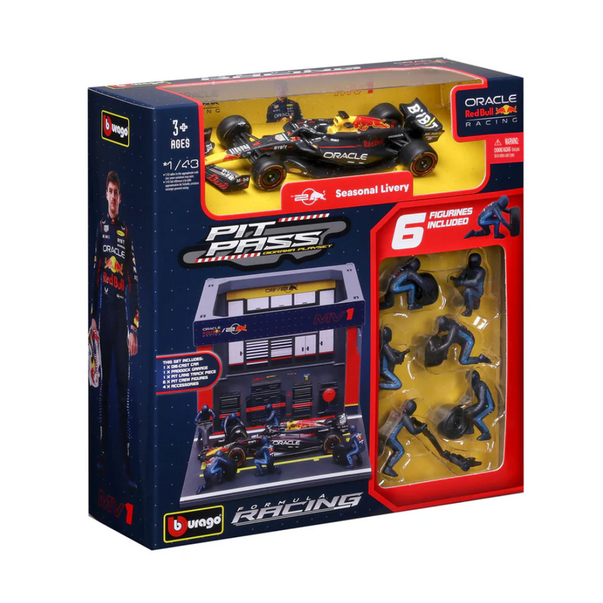 Bburago F1 Red Bull Racing RB20 2024 Pit Pass Diorama Max Verstappen 1/43 Scale