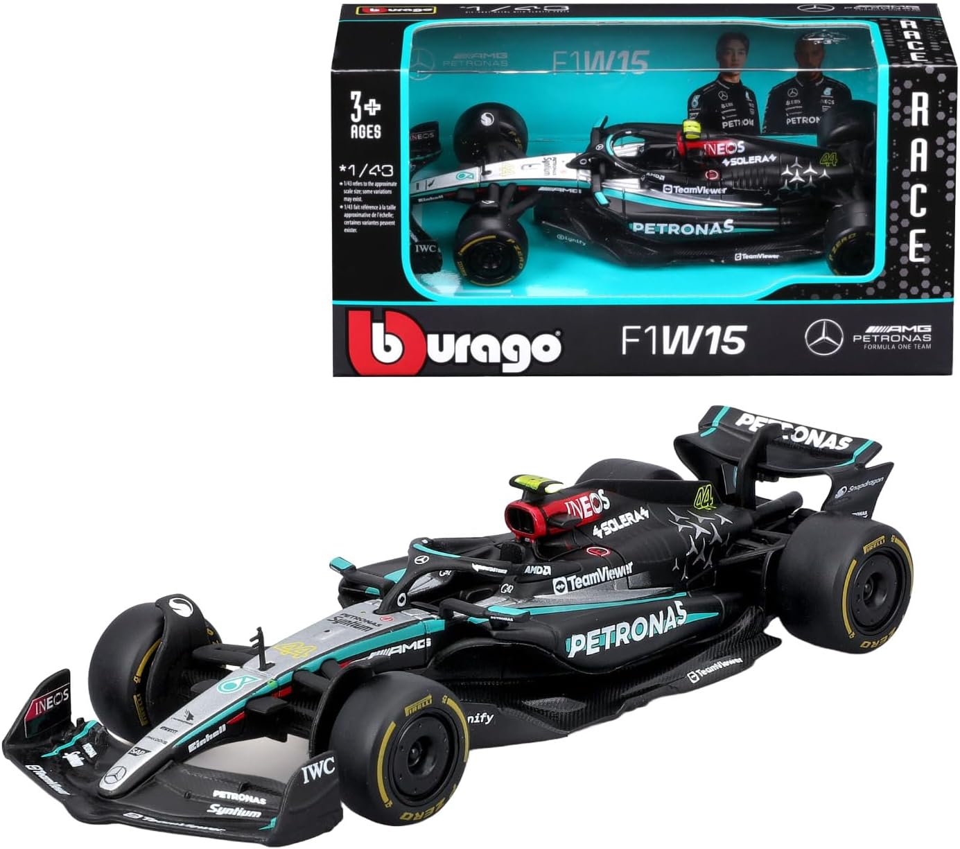Bburago F1 Mercedes F1 Team - AMG W15 2024 - Lewis Hamilton 1/43 Scale Model