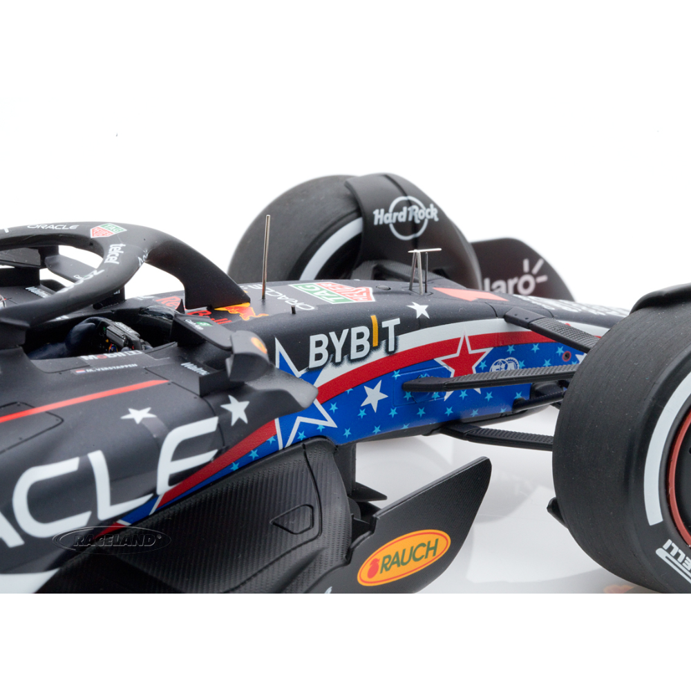 Spark Models F1 Oracle Red Bull Racing RB19 No.1 Oracle Red Bull Racing Winner USA GP 2023 - Max Verstappen 1/18 Scale