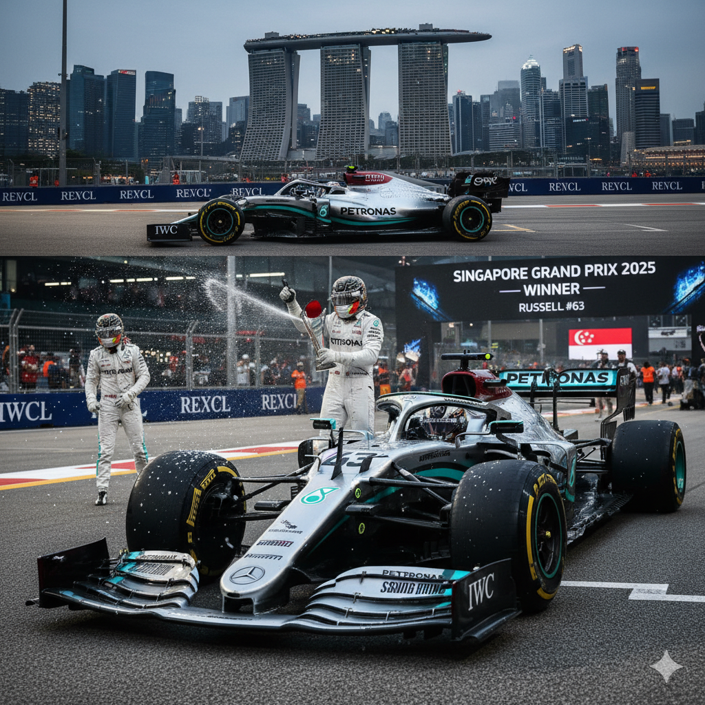 Spark Models F1 Mercedes W16 No.63 Mercedes-AMG PETRONAS F1 Team - Winner Singapore GP 2025 - George Russell 1/18 Scale Model