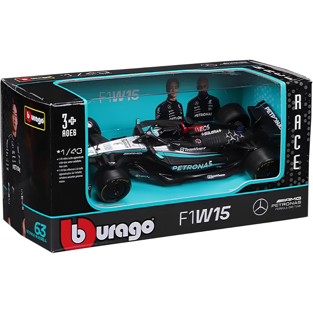 Bburago F1 Mercedes F1 Team W15 E Performance #63 F1 2024- George Russell 1/43 Scale Model