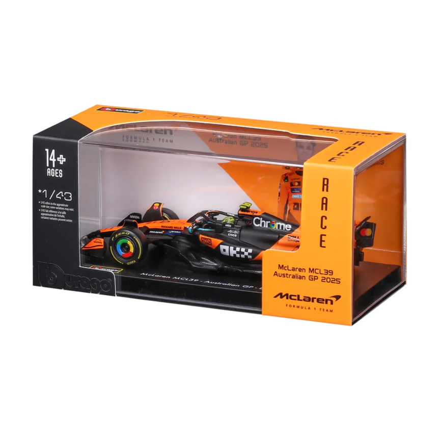 Bburago F1 McLaren F1 Team MCL39 2025 Lando Norris With Helmet 1/43 Scale Model