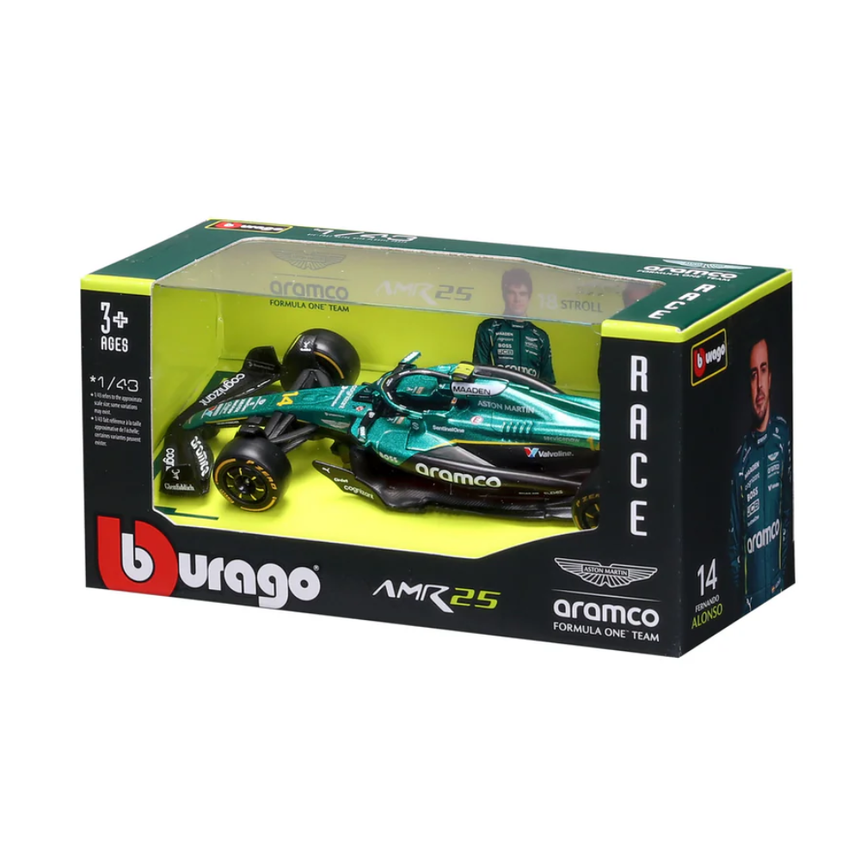 Bburago F1 Aston Martin F1 Team AMR25 Fernando Alonso 1/43 Scale Model
