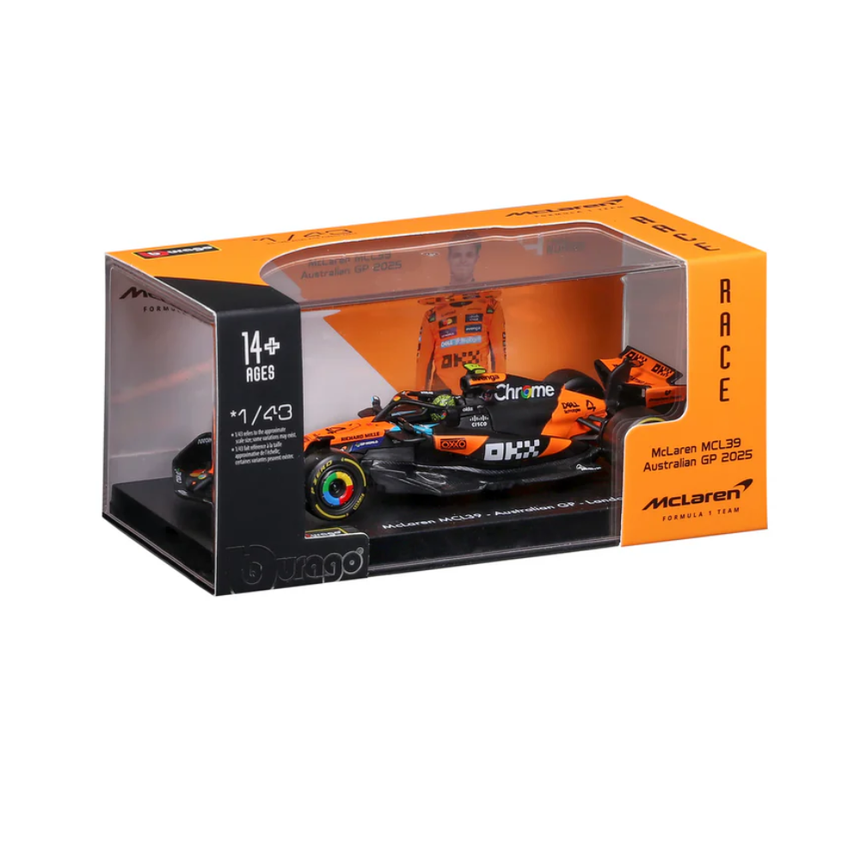 Bburago F1 McLaren F1 Team MCL39 2025 Lando Norris With Helmet 1/43 Scale Model