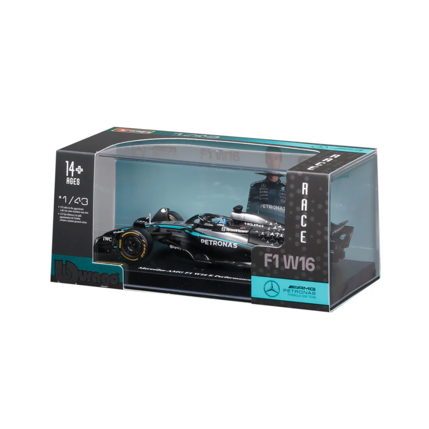 Bburago F1 Mercedes F1 Team AMG W16 2025 George Russell With Helmet 1/43 Scale Model