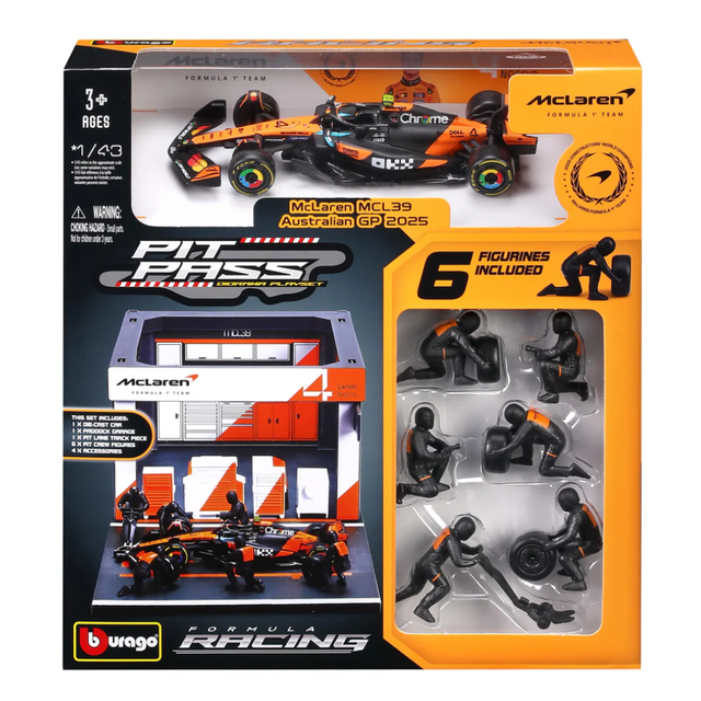 Bburago F1 McLaren F1 Team MCL39 Pit Pass Diorama Lando Norris 1/43 Scale Model