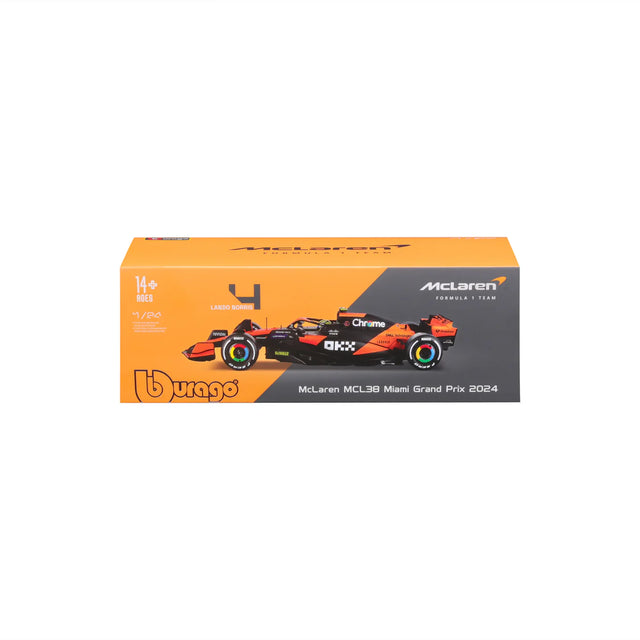 Bburago F1 McLaren F1 MCL38 2024 With Helmet Lando Norris 1/24 Scale Model
