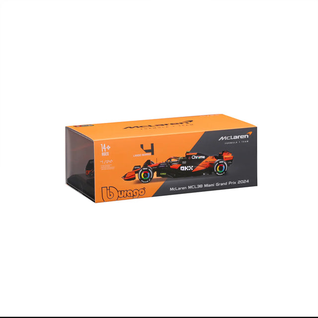 Bburago F1 McLaren F1 MCL38 2024 With Helmet Lando Norris 1/24 Scale Model