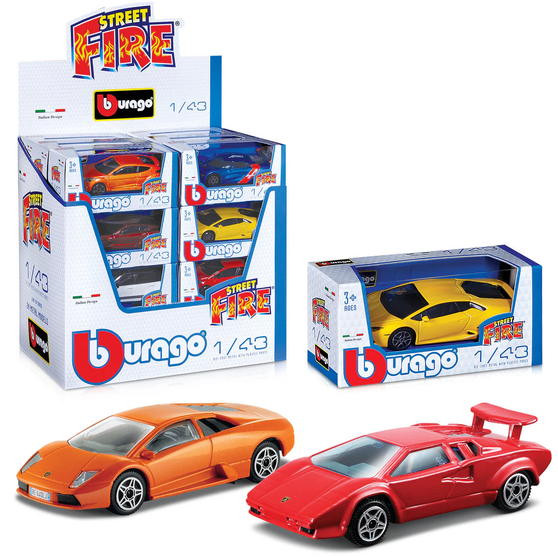 Bburago Street Fire Toy Car – 1/43 Scale Die-Cast Model (1 Assorted Car per Box)