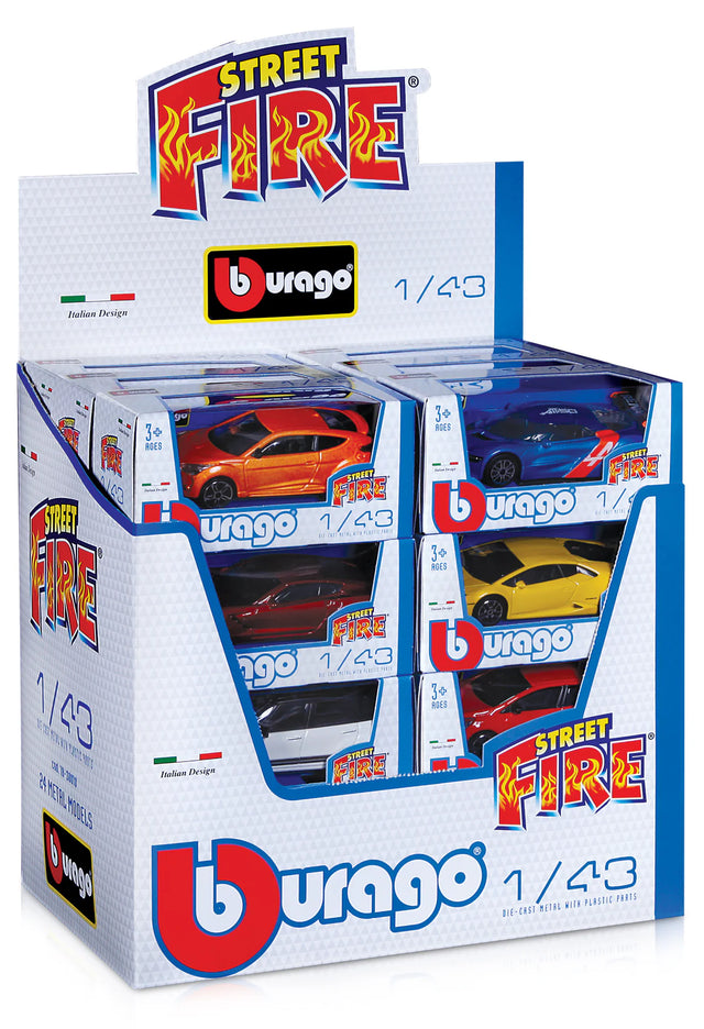 Bburago Street Fire Toy Car – 1/43 Scale Die-Cast Model (1 Assorted Car per Box)