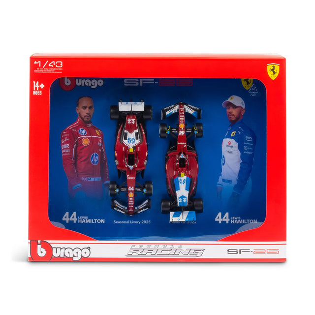 Bburago F1 Ferrari F1 Team SF-25 2025 Lewis Hamilton Driver Two (2) Pack 1/43 Scale Model