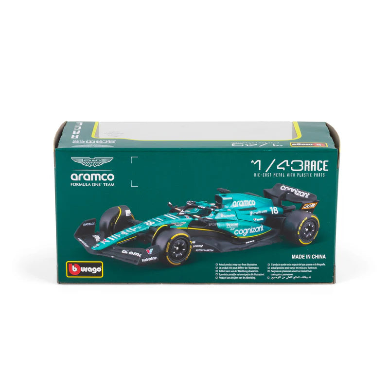 Bburago F1 Aston Martin F1 2023 AMR23 #18 Lance Stroll 1/43 Scale Model