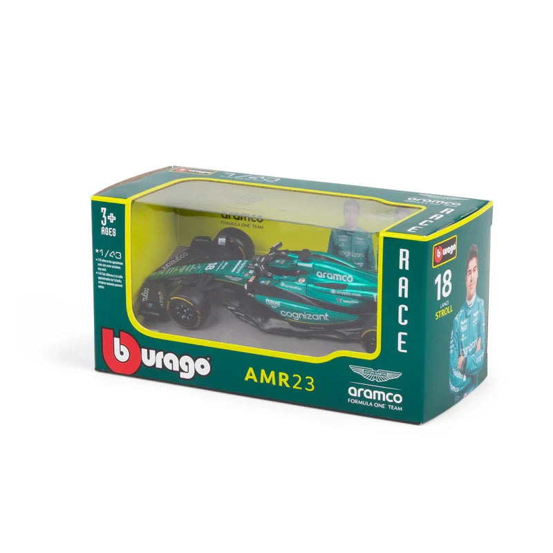 Bburago F1 Aston Martin F1 2023 AMR23 #18 Lance Stroll 1/43 Scale Model