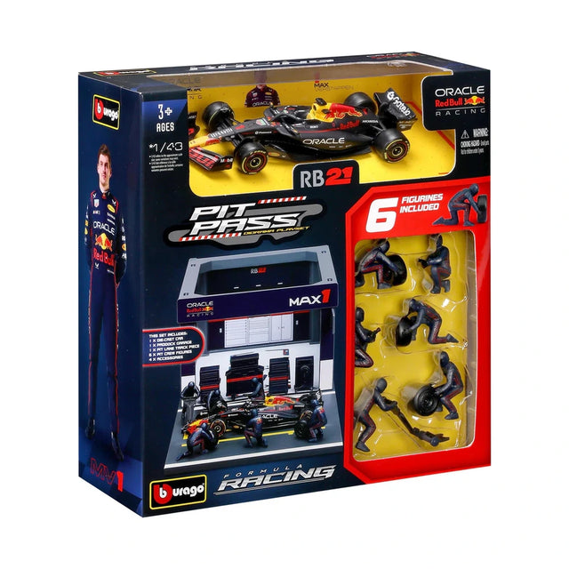 Bburago F1 Red Bull Racing RB21 Pit Pass Diorama Max Verstappen 1/43 Scale Model