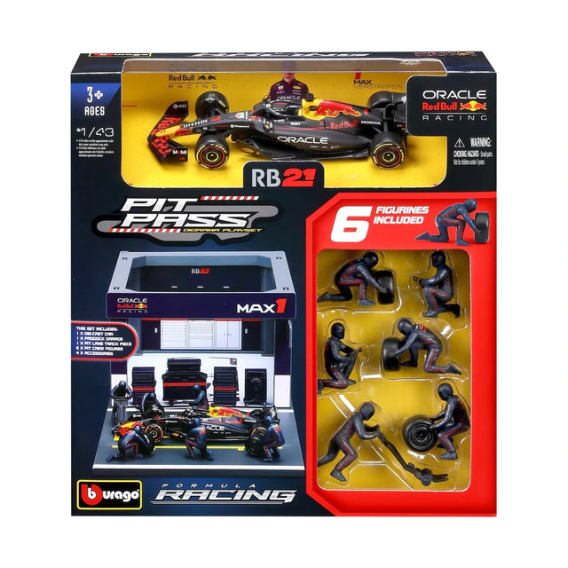 Bburago F1 Red Bull Racing RB21 Pit Pass Diorama Max Verstappen 1/43 Scale Model