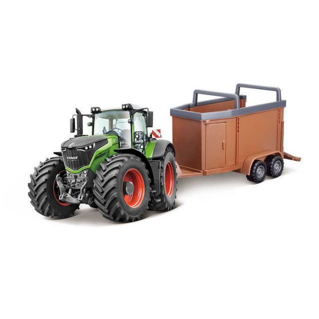 Bburago 10cm Fendt 1050 Vario Tractor + Livestock Forwarder Toy 1/50 Scale