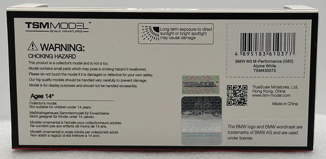 TSM BMW M3 M-Performance (G80) Alpine White 1/43 Scale Model Car