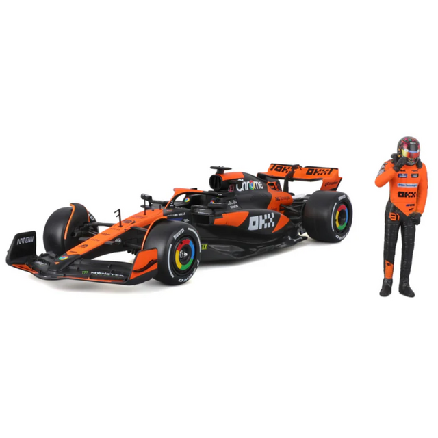 Bburago F1 McLaren F1 MCL38 2024 With Driver Figure - Oscar Piastri 1/24 Scale Model