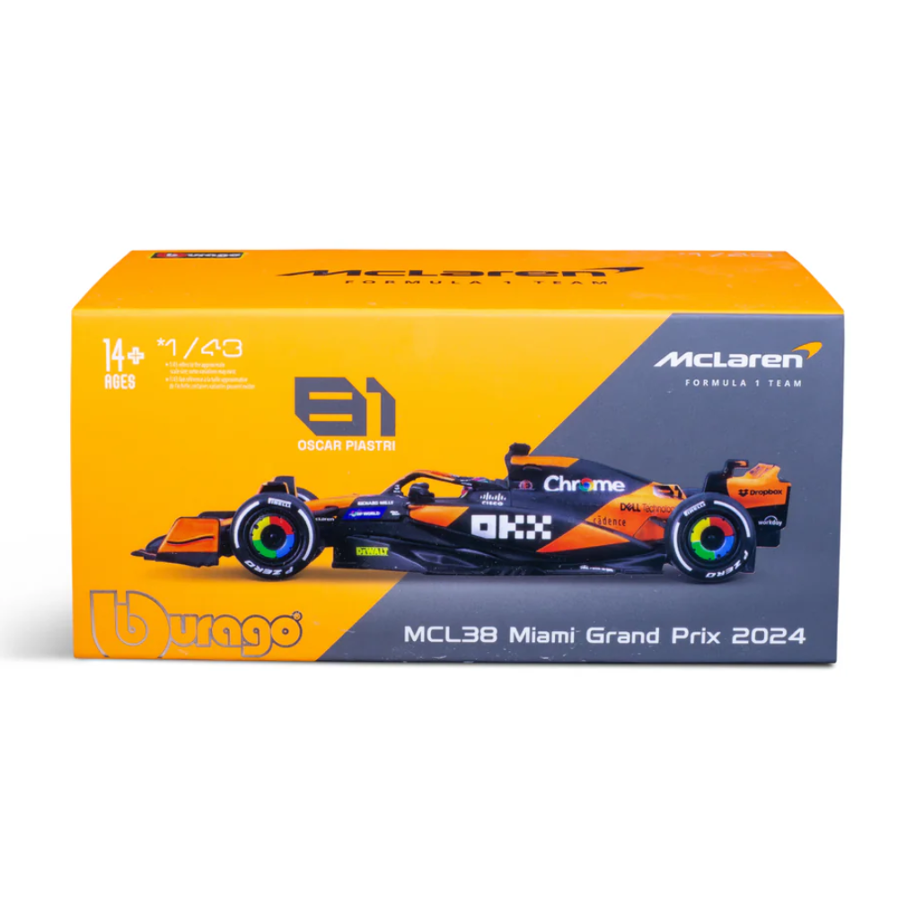 Bburago F1 McLaren F1 MCL38 2024 With Helmet - Oscar Piastri 1/43 Scale Model