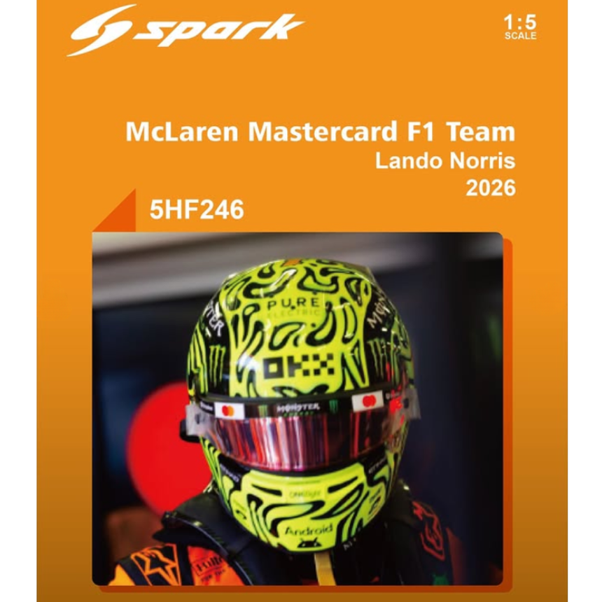 Spark Models F1 McLaren Mastercard F1 Team - Lando Norris - 2026 1/5 Scale Mini Replica Helmet