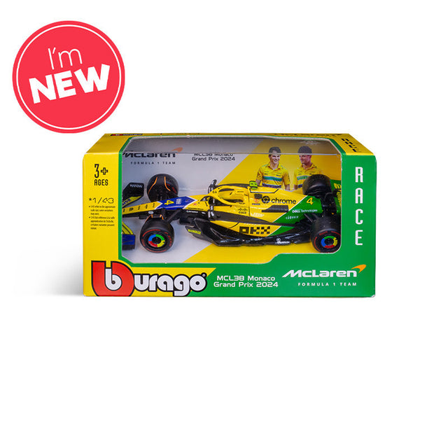 Bburago F1 McLaren F1 MCL38 2024 No.4 - Lando Norris Senna Livery 1/43 Scale Model