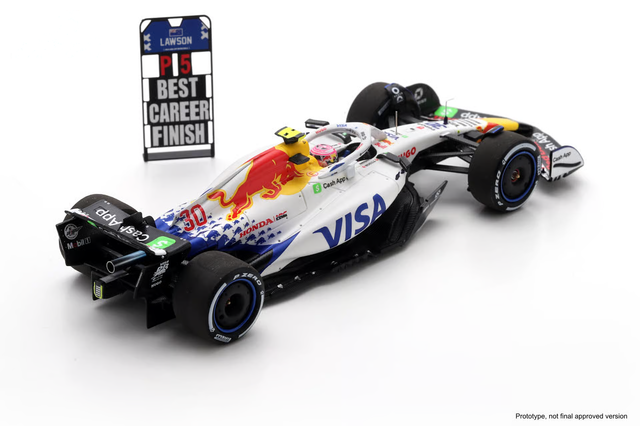 Spark Models F1 Racing Bulls VCARB 02 No.30 Visa Cash App Racing Bulls 5th Azerbaijan GP 2025 Liam Lawson 1/43 Scale Model