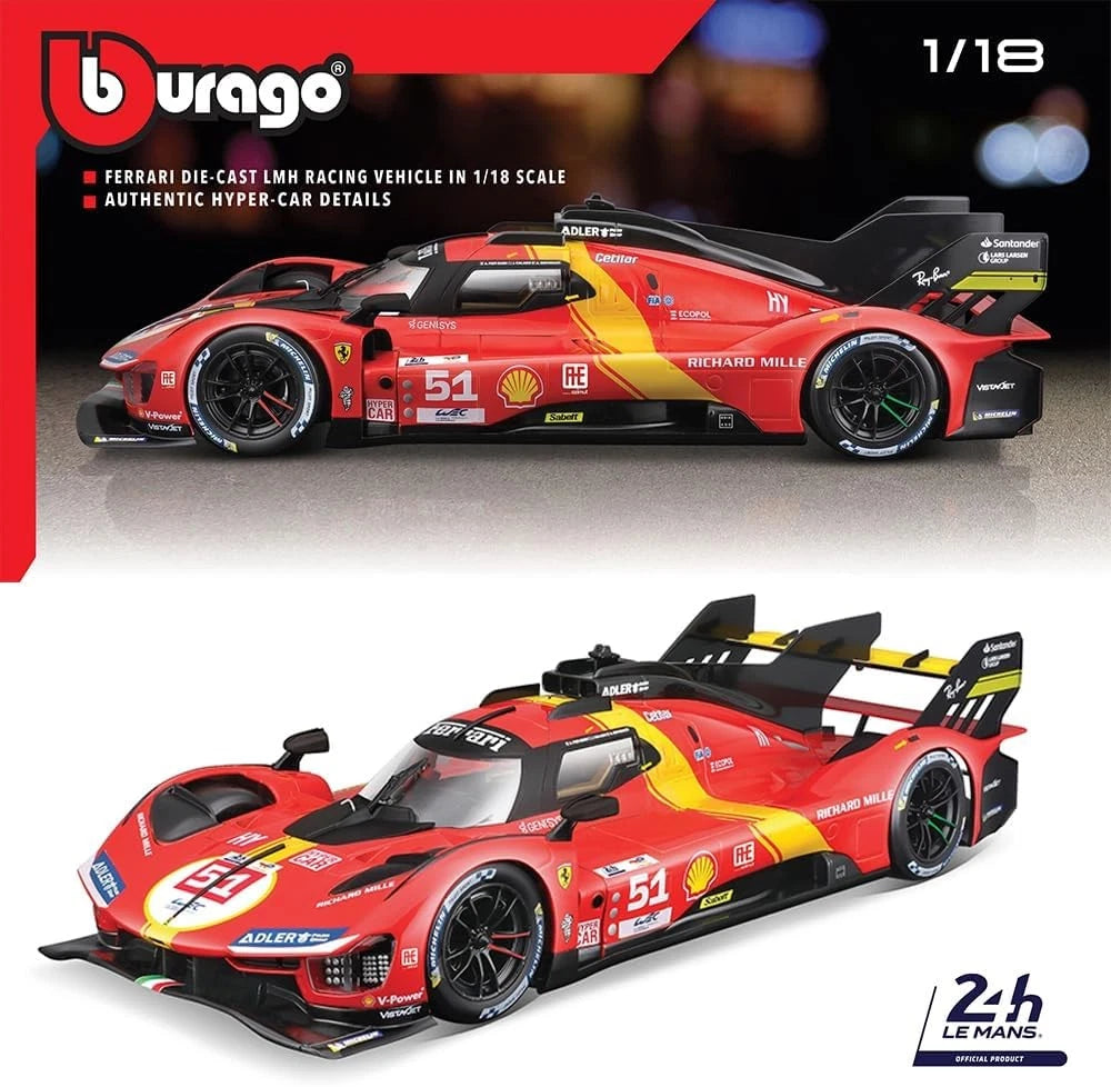 Bburago Ferrari Racing 499P Le Mans Hypercar 1/18 Scale Model