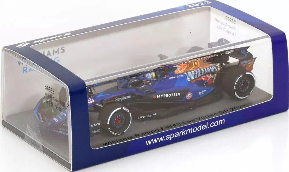 Spark Models F1 Williams F1 Team FW45 No.23 Williams Racing Las Vegas GP 2023 Alex Albon 1/18 Scale Model