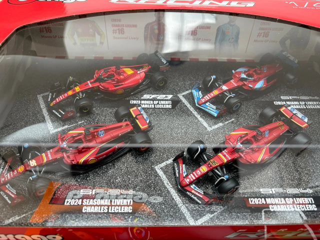 Bburago F1 Ferrari F1 Team 4PK Charles Leclerc Highlights Set (4-Car Set) 1/43 Scale Model