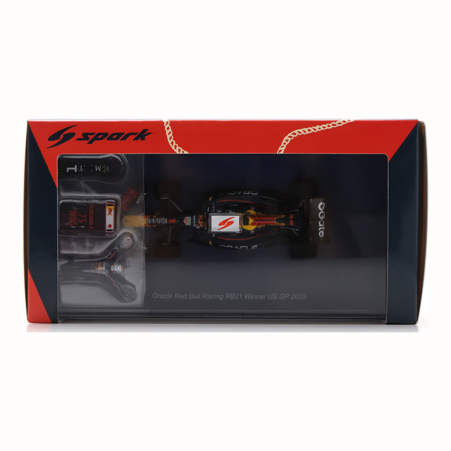 Spark Models F1 Red Bull Racing RB21 No.1 Oracle Red Bull Racing - Winner US GP 2025 - Max Verstappen 1/43 Scale Model